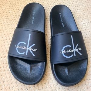 Brand New Calvin Klein Jeans Sandals Slides CK Mens Size 8 Black